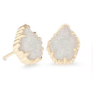 NWT Kendra Scott Tessa Gold Iridescent White Drusy Earrings